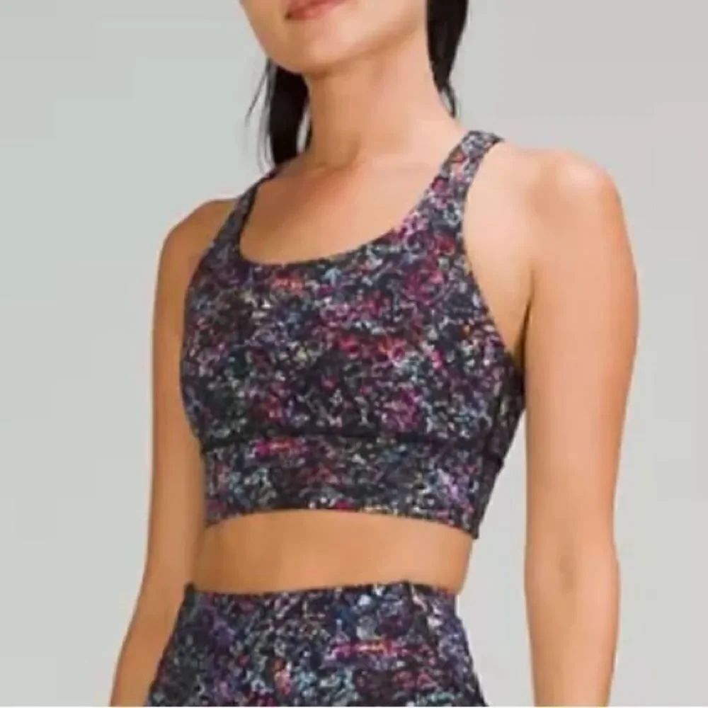Lululemon Energy Longline Bra Floral Spray size 4 Strappy Criss Cross